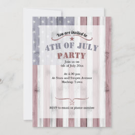 Rustic Red White Blue Wood USA Fahne Amerika 4 Jul Einladung