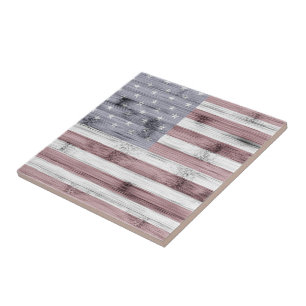 Rustic Red White Blue Wood USA Fahne Amerika Fliese