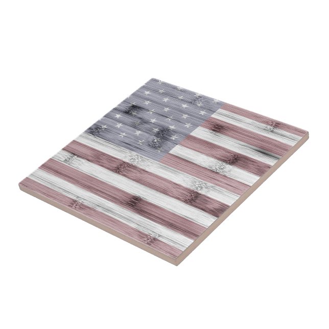 Rustic Red White Blue Wood USA Fahne Amerika Fliese (Seite)