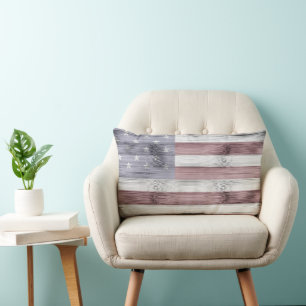 Rustic Red White Blue Wood USA Fahne Amerika Lendenkissen