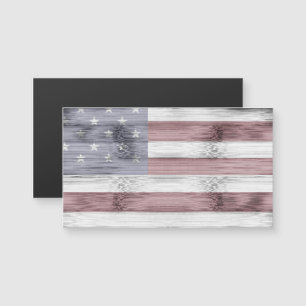 Rustic Red White Blue Wood USA Fahne Amerika Magnetkarte