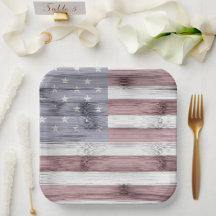 Rustic Red White Blue Wood USA Fahne Amerika