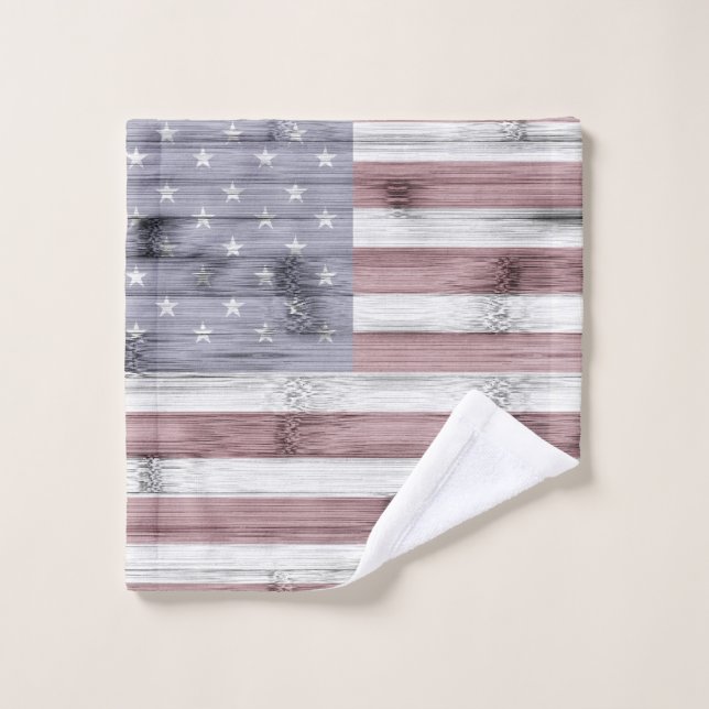 Rustic Red White Blue Wood USA Fahne Amerika Waschlappen (Waschlappen)