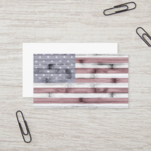 Rustic Red White Blue Wood USA Flag Visitenkarte