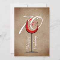 Rustic Red Wine Glass Script 70. Geburtstag