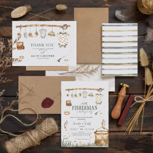 Rustic Reel Fun Fishing Baby Dusche Vielen Dank Dankeskarte