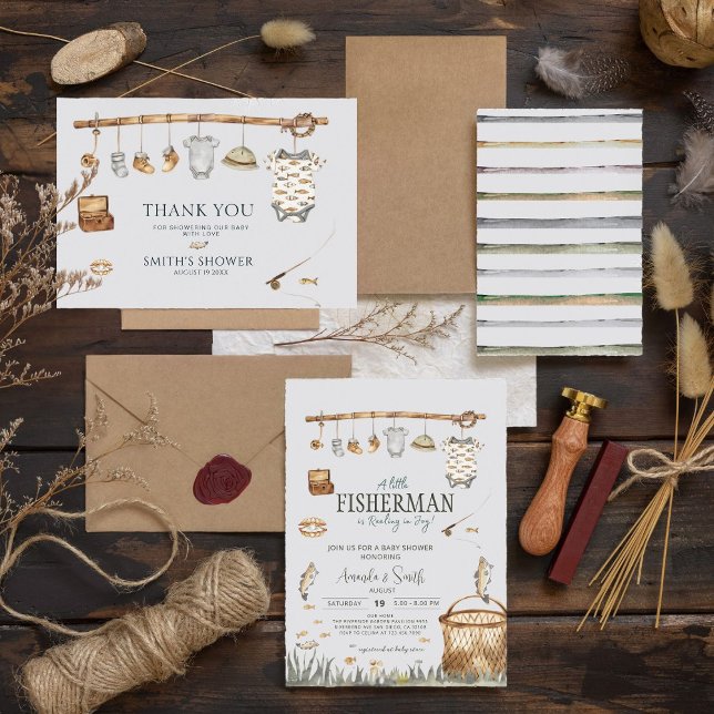 Rustic Reel Fun Fishing Baby Dusche Vielen Dank Dankeskarte (Von Creator hochgeladen)