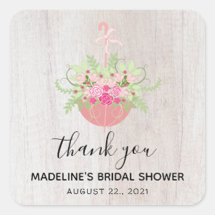 RUSTIC Regenschirm   Brautdusche Danke Quadratischer Aufkleber