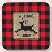 Rustic Reindeer Red Buffalo Kariert Familienname