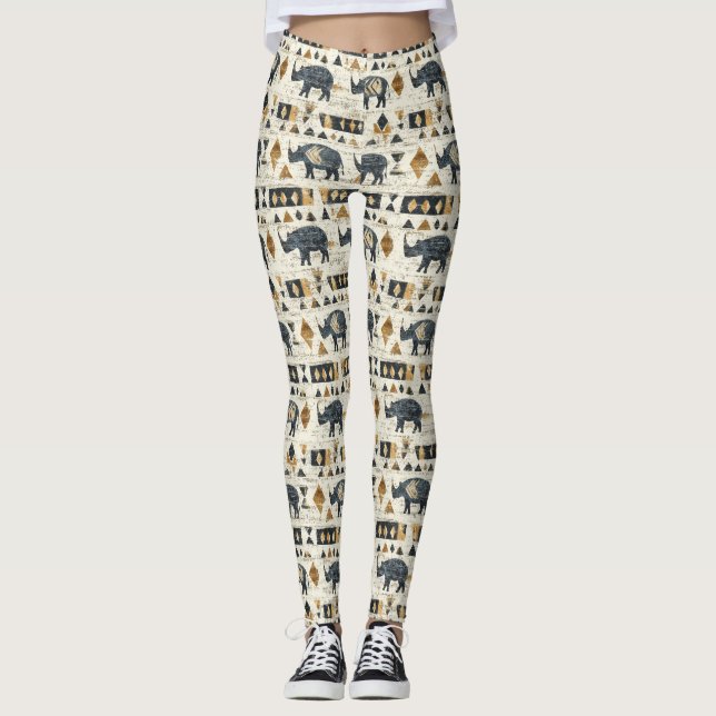 Rustic Rhino Tribal Pattern (1) Leggings (Vorderseite)