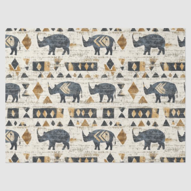 Rustic Rhino Tribal Pattern (1) Seidenpapier (Vorderseite)