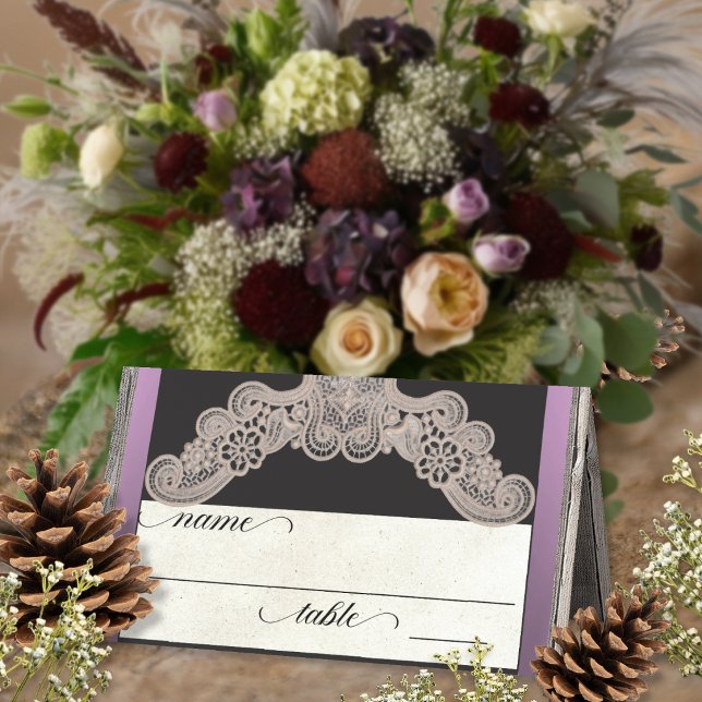 Rustic Ribbon & Lace - Lavendel Platzkarte (Von Creator hochgeladen)