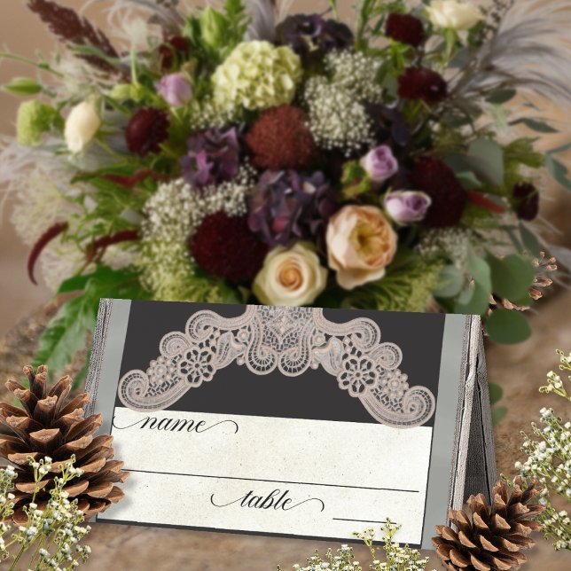 Rustic Ribbon & Lace - Salbei Platzkarte (Von Creator hochgeladen)