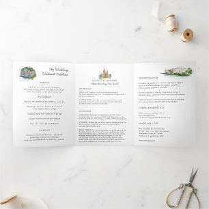 Rustic River Wedding Program Dreifach-gefaltete Programmkarte