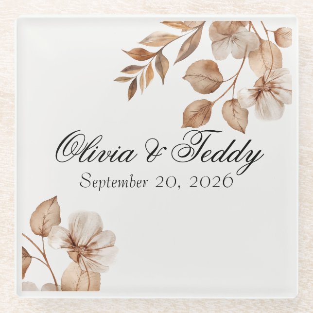 Rustic Romance Wedding Glass Coasters Glasuntersetzer (Vorderseite)