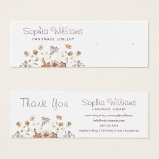 Rustic Romantic Flowers stud Earring display card