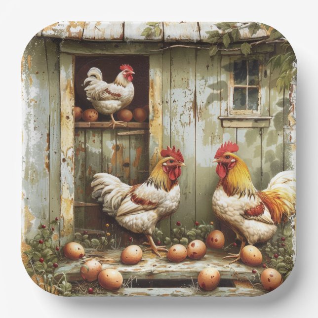 Rustic Roost Party-Teller Papierplatte Pappteller (Vorderseite)