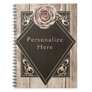 Rustic Rose Elegant Leicht Holz Diamant Benutzerde Notizblock