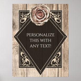 Rustic Rose Elegante Holz-Diamant-Party-Banner Poster