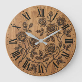 Rustic Rose Garden Wall Clock  Große Wanduhr