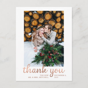 Rustic Rose Gold Wedding Foto Vielen Dank Postkarte