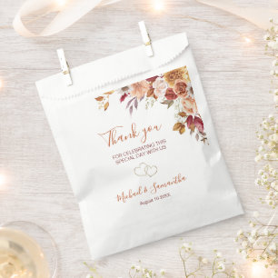 Rustic Rose und Chrysanthemen Herbsthochzeit Geschenktütchen