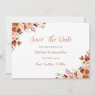Rustic Rose und Chrysanthemen Herbsthochzeit Save The Date