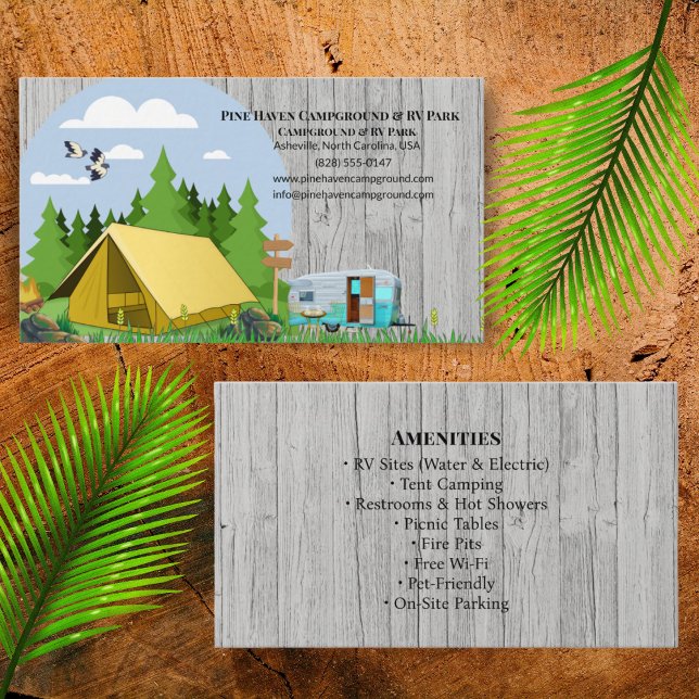 Rustic RV Park Campground Outdoor Design Visitenkarte (Von Creator hochgeladen)