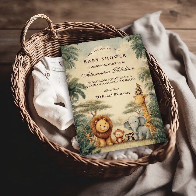 Rustic Safari Friends Baby Shower Einladung (Von Creator hochgeladen)