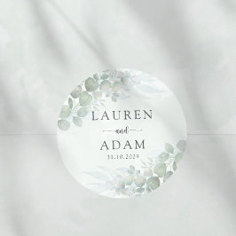 Rustic Sage Green Eucalyptus Watercolor Wedding Runder Aufkleber