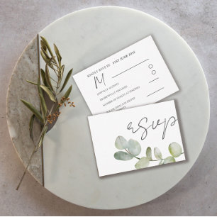Rustic Sage Green Eucalyptus Wedding RSVP Karte