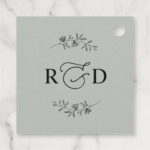 Rustic Sage Green Simple Monogram Vielen Dank Geschenkanhänger