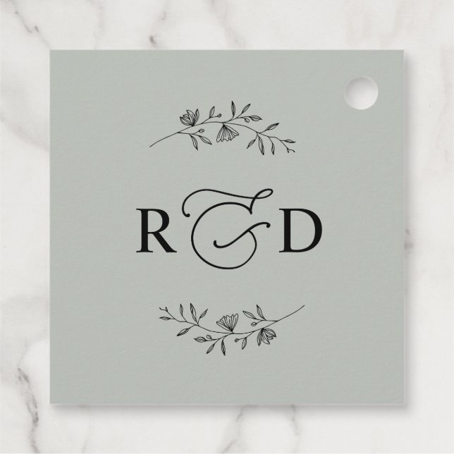 Rustic Sage Green Simple Monogram Vielen Dank Geschenkanhänger (Rückseite)