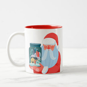 Rustic Santa Claus Mason Jar Town Zweifarbige Tasse
