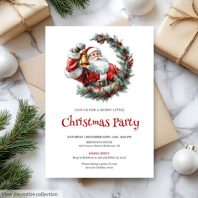 Rustic Santa Claus Pine Wreath Holiday Party   Einladung (Rustic Santa Claus Pine Wreath Holiday Party Invite

)
