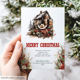 Rustic savanna Christmas greeting card digital Feiertagskarte
