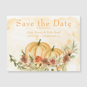 Rustic Save the Date Pumpkin Wedding Magnet