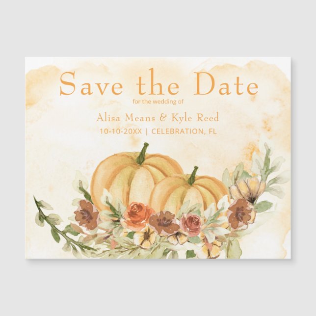 Rustic Save the Date Pumpkin Wedding Magnet (Vorderseite)