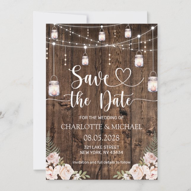 Rustic Save the Date Wedding Einladung (Vorderseite)