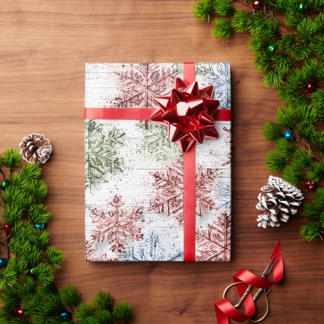 Rustic Scandinavian Snowflake Geschenkpapier (Feiertagsgeschenk)