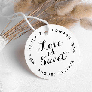 Rustic Script Liebe ist süß Hochzeit Süßigkeiten Geschenkanhänger