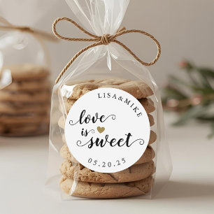 Rustic Script Liebe ist süß Hochzeitsgunst Runder Aufkleber