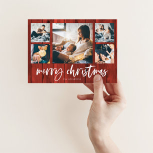 Rustic Script Multi-Foto-Raster   Frohe Weihnachte Feiertagskarte