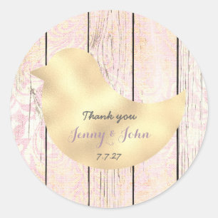 Rustic Shabby Lavender Gold Rose Hochzeit Danke Runder Aufkleber