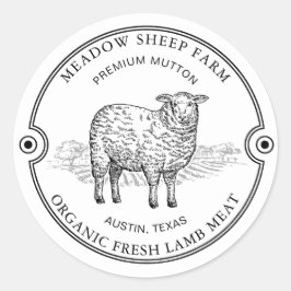 Rustic Sheep Lamb Logo Farm Field Black Runder Aufkleber