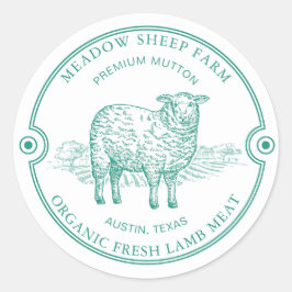 Rustic Sheep Lamb Logo Farm Field Green Runder Aufkleber