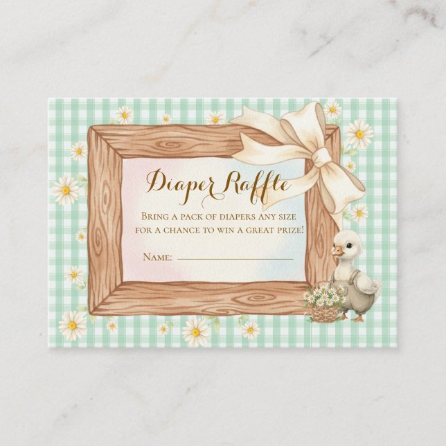 Rustic Silly Goose Baby Shower Diaper Raffle Card Begleitkarte (Vorderseite)