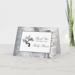 Rustic Silver Birch Tree Baby Dusche Vielen Dank Dankeskarte