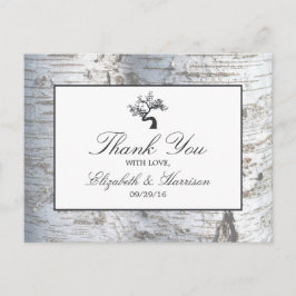 Rustic Silver Birch Tree Wedding Vielen Dank Postkarte
