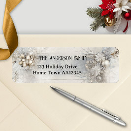 Rustic Silver Chic Weihnachts-Rücksendeadresse-Lab